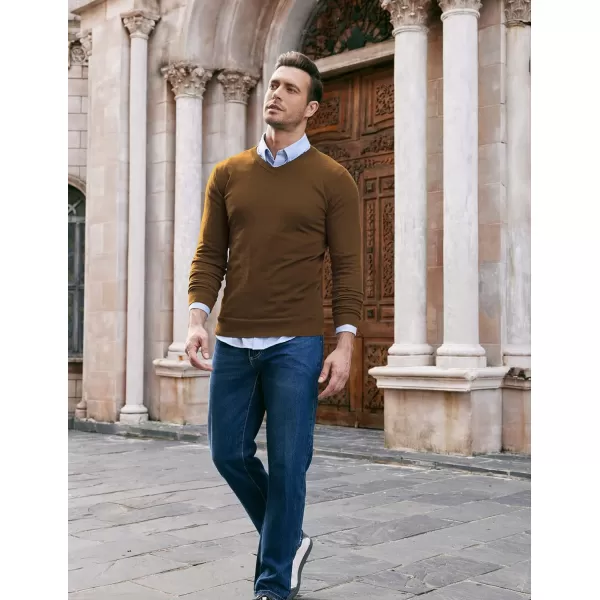 COOFANDY Men Casual V Neck Sweater Ribbed Knit Slim Fit Long Sleeve Pullover Top