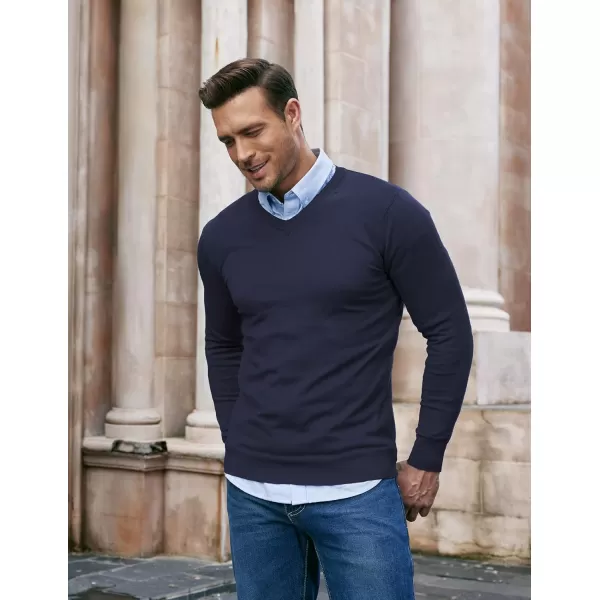 COOFANDY Men Casual V Neck Sweater Ribbed Knit Slim Fit Long Sleeve Pullover Top