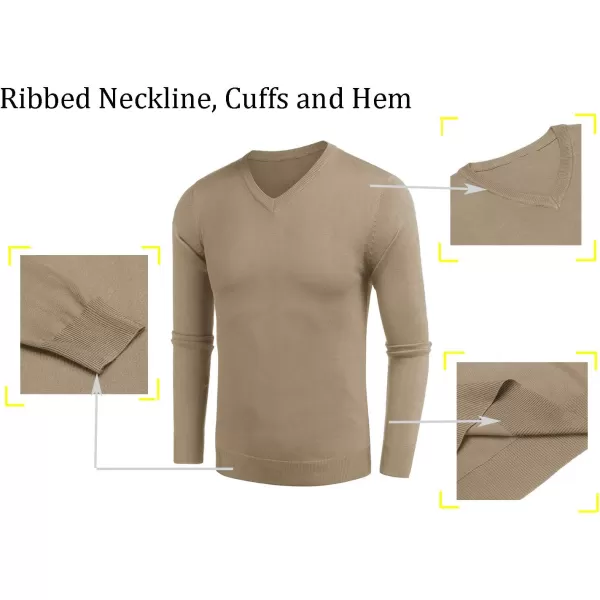 COOFANDY Men Casual V Neck Sweater Ribbed Knit Slim Fit Long Sleeve Pullover Top