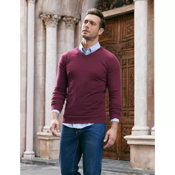 COOFANDY Men Casual V Neck Sweater Ribbed Knit Slim Fit Long Sleeve Pullover Top