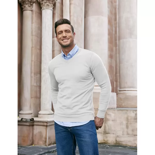 COOFANDY Men Casual V Neck Sweater Ribbed Knit Slim Fit Long Sleeve Pullover Top