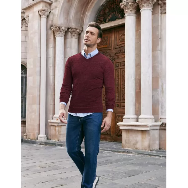 COOFANDY Men Casual V Neck Sweater Ribbed Knit Slim Fit Long Sleeve Pullover Top
