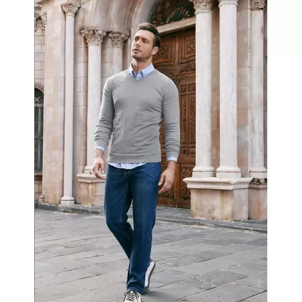 COOFANDY Men Casual V Neck Sweater Ribbed Knit Slim Fit Long Sleeve Pullover Top