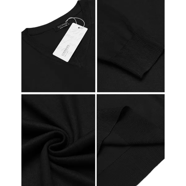 COOFANDY Men Casual V Neck Sweater Ribbed Knit Slim Fit Long Sleeve Pullover Top