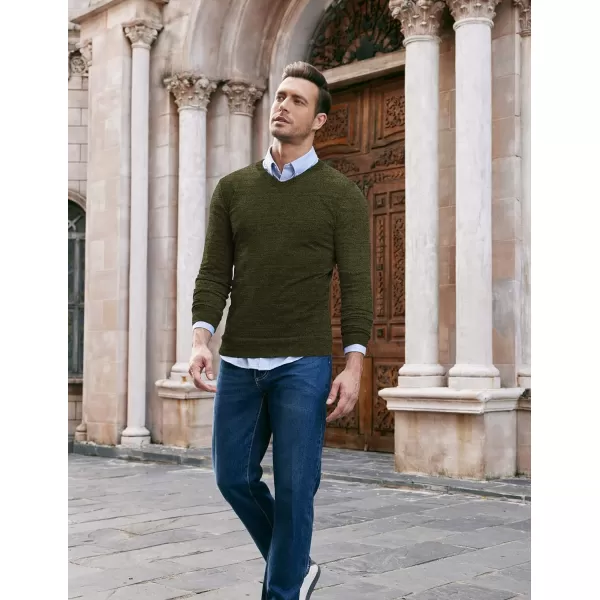 COOFANDY Men Casual V Neck Sweater Ribbed Knit Slim Fit Long Sleeve Pullover Top