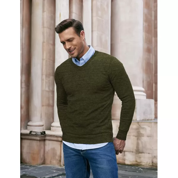COOFANDY Men Casual V Neck Sweater Ribbed Knit Slim Fit Long Sleeve Pullover Top