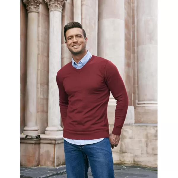 COOFANDY Men Casual V Neck Sweater Ribbed Knit Slim Fit Long Sleeve Pullover Top