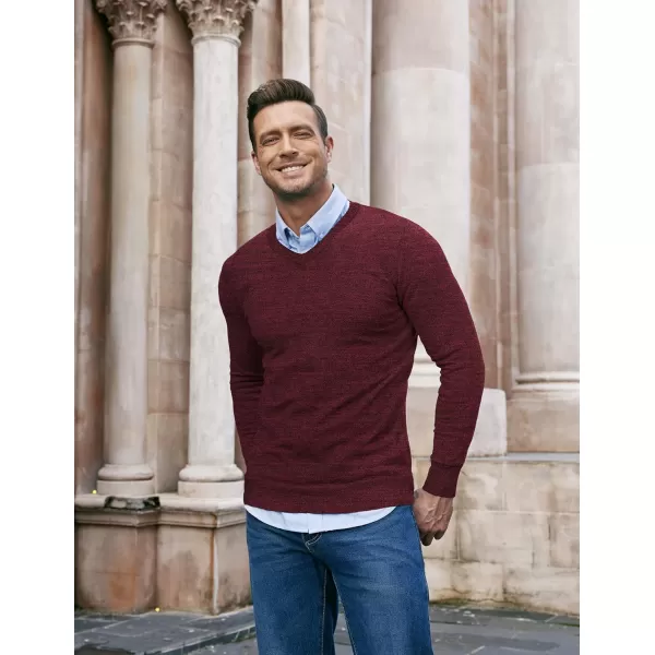 COOFANDY Men Casual V Neck Sweater Ribbed Knit Slim Fit Long Sleeve Pullover Top