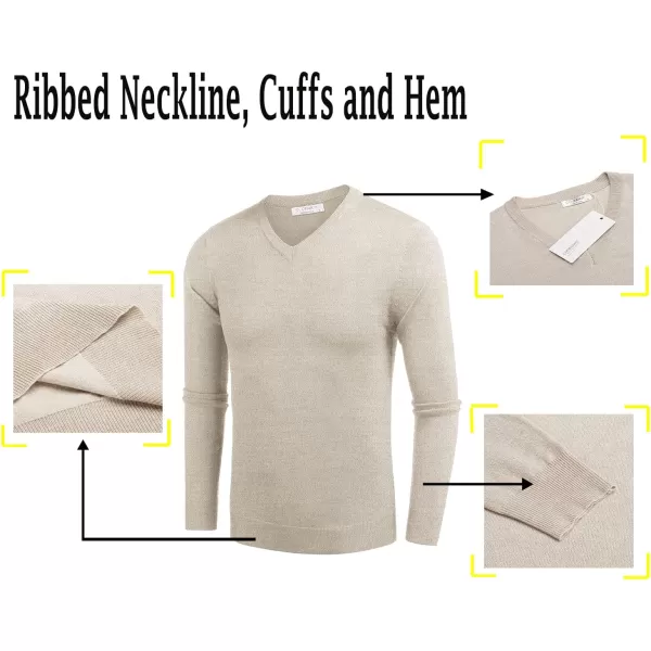 COOFANDY Men Casual V Neck Sweater Ribbed Knit Slim Fit Long Sleeve Pullover Top