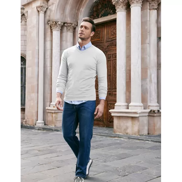 COOFANDY Men Casual V Neck Sweater Ribbed Knit Slim Fit Long Sleeve Pullover Top