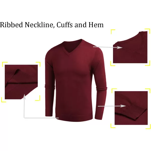 COOFANDY Men Casual V Neck Sweater Ribbed Knit Slim Fit Long Sleeve Pullover Top