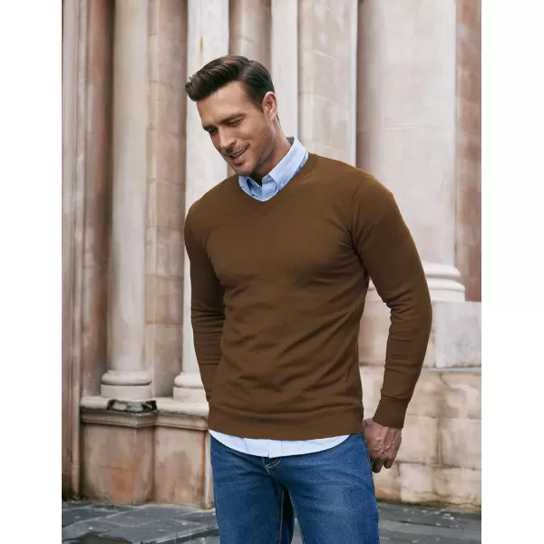 COOFANDY Men Casual V Neck Sweater Ribbed Knit Slim Fit Long Sleeve Pullover Top