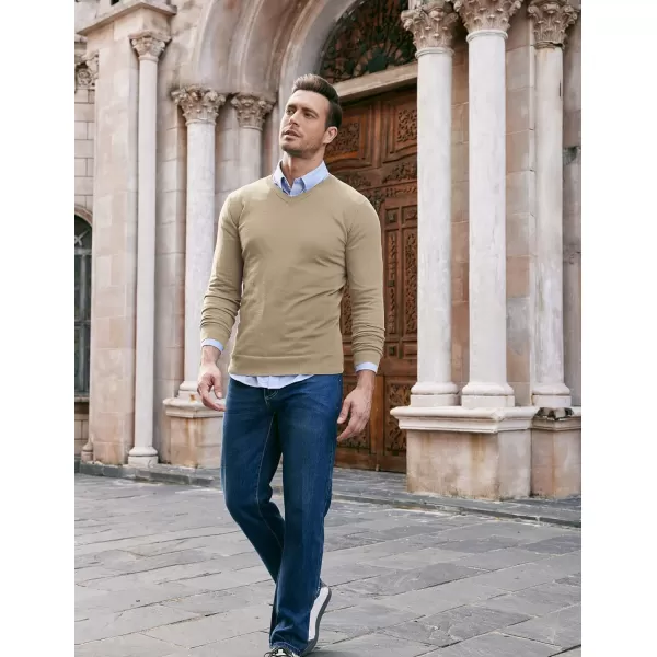 COOFANDY Men Casual V Neck Sweater Ribbed Knit Slim Fit Long Sleeve Pullover Top