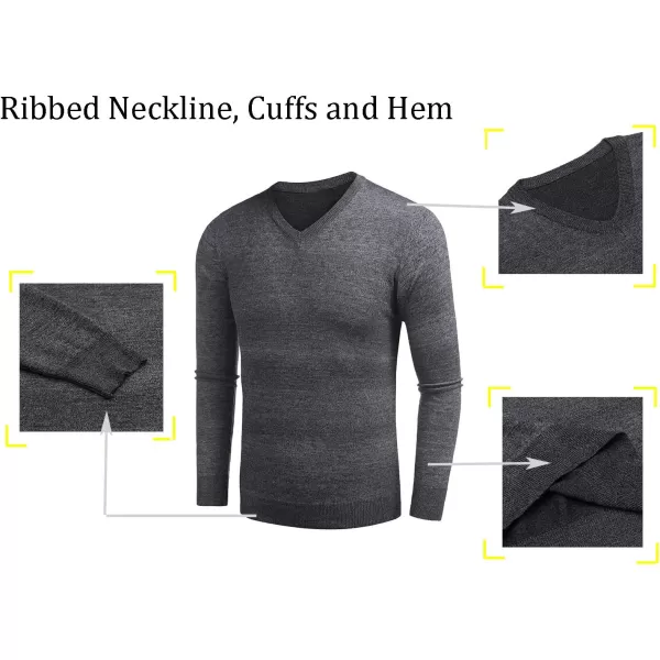 COOFANDY Men Casual V Neck Sweater Ribbed Knit Slim Fit Long Sleeve Pullover Top