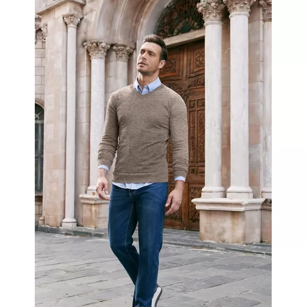 COOFANDY Men Casual V Neck Sweater Ribbed Knit Slim Fit Long Sleeve Pullover Top