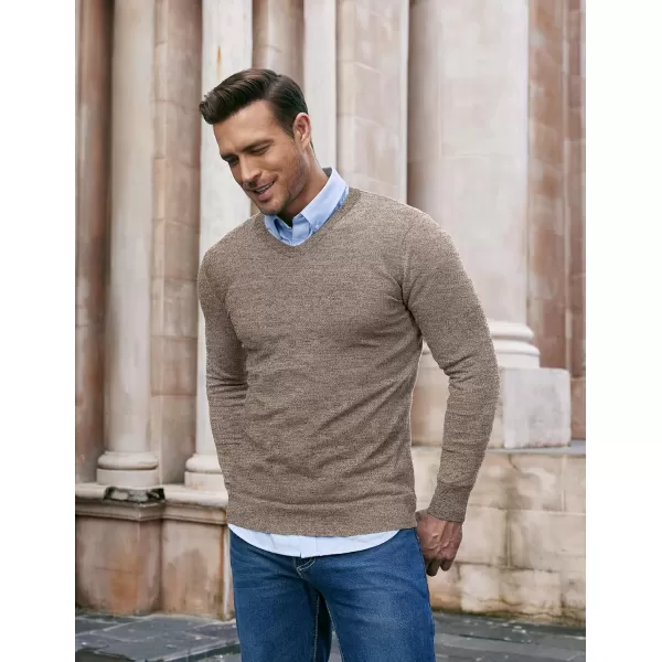 COOFANDY Men Casual V Neck Sweater Ribbed Knit Slim Fit Long Sleeve Pullover Top