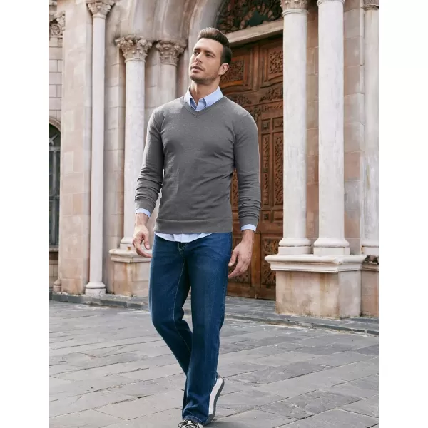 COOFANDY Men Casual V Neck Sweater Ribbed Knit Slim Fit Long Sleeve Pullover Top