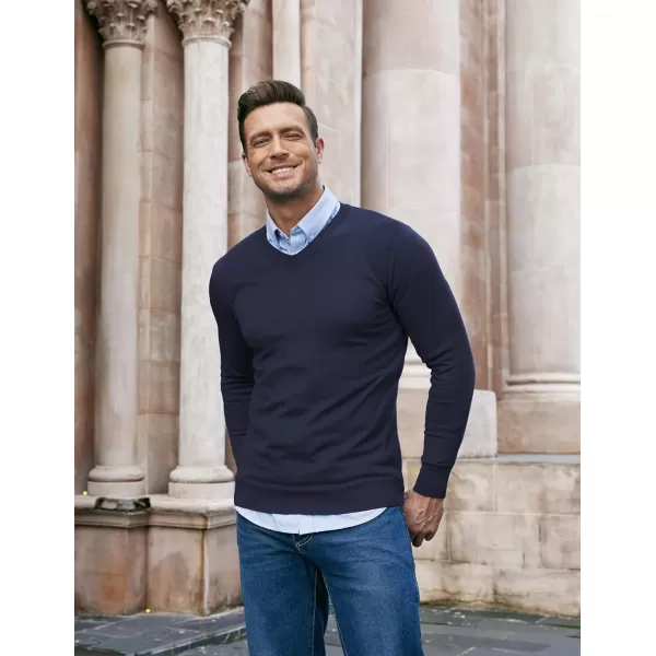 COOFANDY Men Casual V Neck Sweater Ribbed Knit Slim Fit Long Sleeve Pullover Top