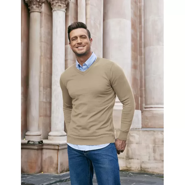 COOFANDY Men Casual V Neck Sweater Ribbed Knit Slim Fit Long Sleeve Pullover Top