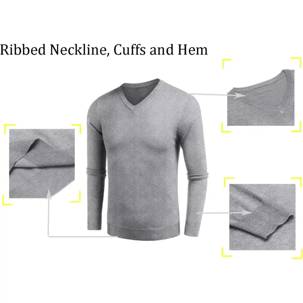 COOFANDY Men Casual V Neck Sweater Ribbed Knit Slim Fit Long Sleeve Pullover Top