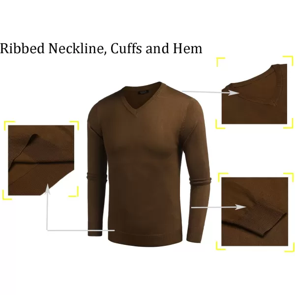 COOFANDY Men Casual V Neck Sweater Ribbed Knit Slim Fit Long Sleeve Pullover Top