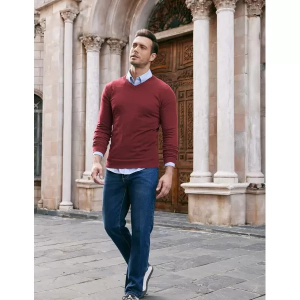 COOFANDY Men Casual V Neck Sweater Ribbed Knit Slim Fit Long Sleeve Pullover Top