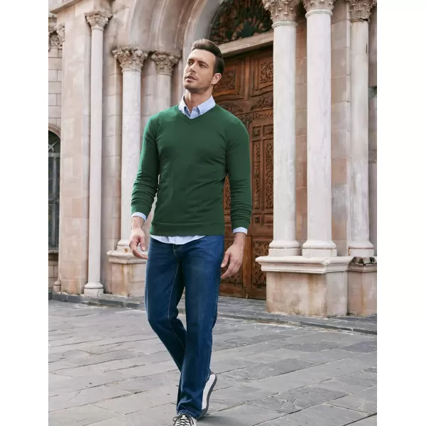 COOFANDY Men Casual V Neck Sweater Ribbed Knit Slim Fit Long Sleeve Pullover Top