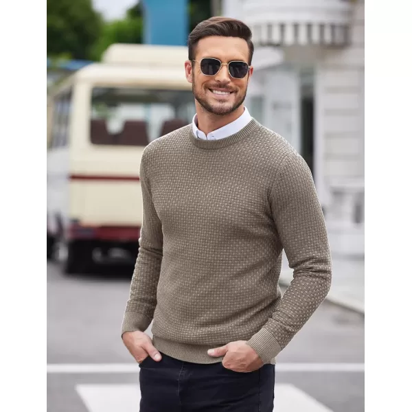 COOFANDY Men Dress Crewneck Sweater Pullover Knit Long Sleeve Casual Slim Fit Sweater