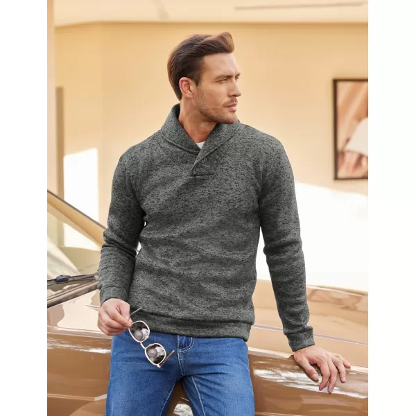 COOFANDY Men Dress Shawl Collar Pullover Sweatshirt Fashion Slim Fit Knit Sweater