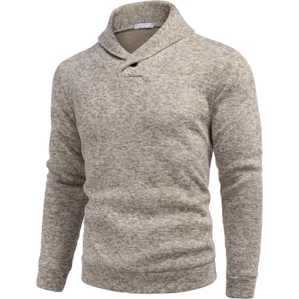 COOFANDY Men Dress Shawl Collar Pullover Sweatshirt Fashion Slim Fit Knit Sweater