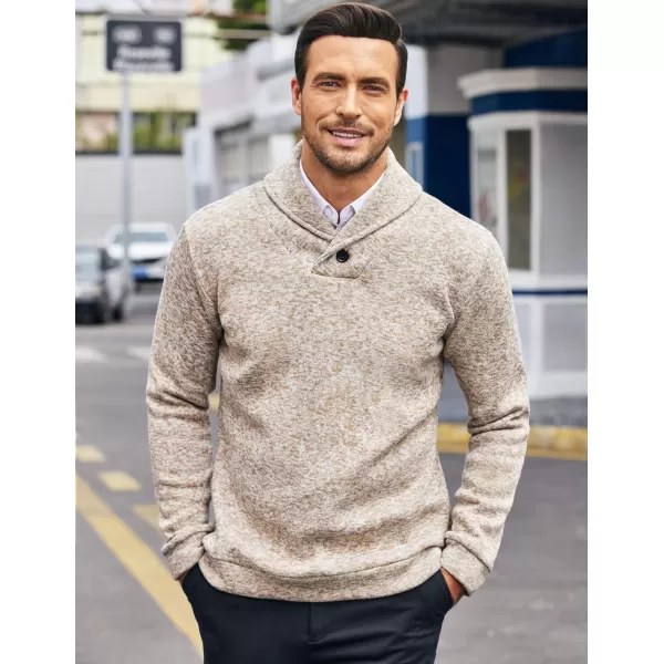 COOFANDY Men Dress Shawl Collar Pullover Sweatshirt Fashion Slim Fit Knit Sweater