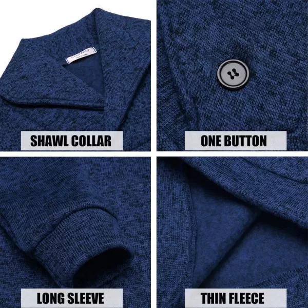 COOFANDY Men Dress Shawl Collar Pullover Sweatshirt Fashion Slim Fit Knit Sweater