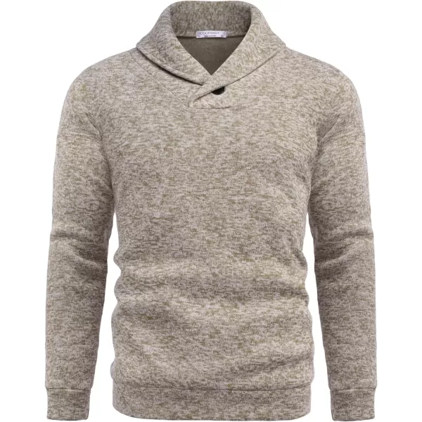 COOFANDY Men Dress Shawl Collar Pullover Sweatshirt Fashion Slim Fit Knit Sweater