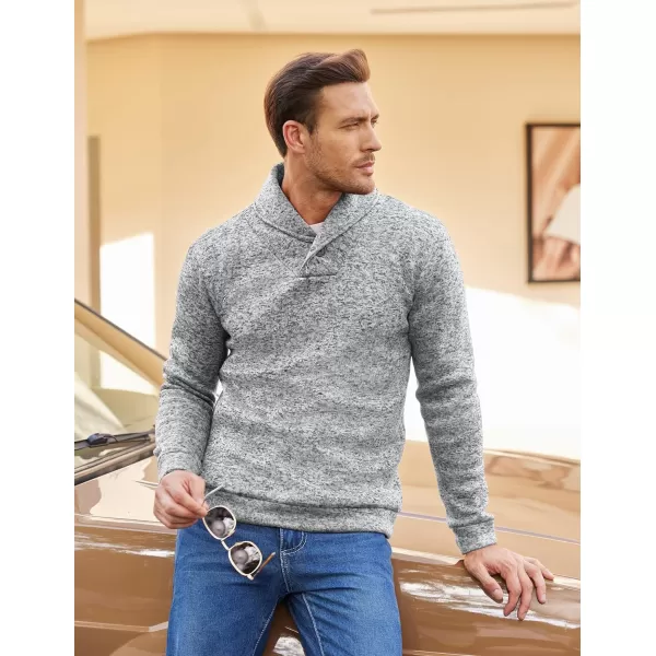 COOFANDY Men Dress Shawl Collar Pullover Sweatshirt Fashion Slim Fit Knit Sweater