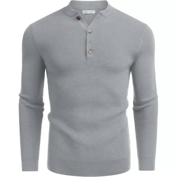 COOFANDY Men Henley Knit Sweater Dress Long Sleeve Button Pullover Sweater Casual Sweater