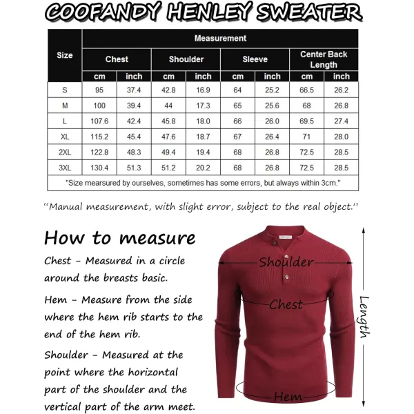 COOFANDY Men Henley Knit Sweater Dress Long Sleeve Button Pullover Sweater Casual Sweater
