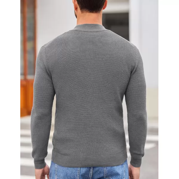 COOFANDY Men Henley Knit Sweater Dress Long Sleeve Button Pullover Sweater Casual Sweater