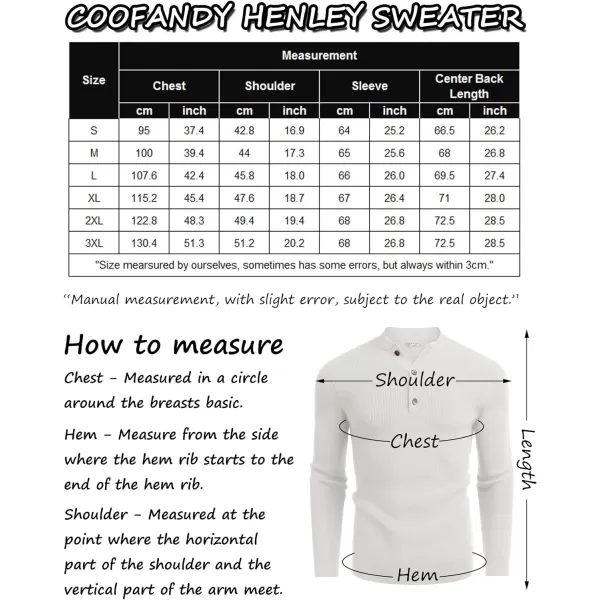 COOFANDY Men Henley Knit Sweater Dress Long Sleeve Button Pullover Sweater Casual Sweater