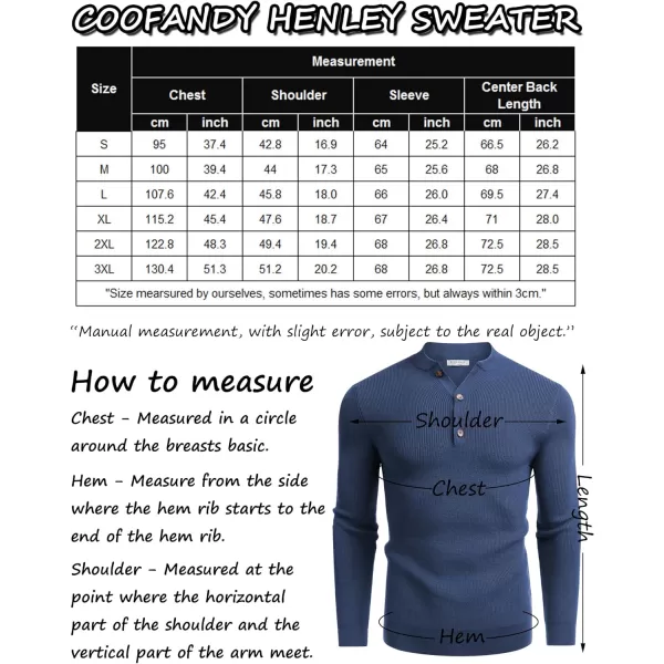 COOFANDY Men Henley Knit Sweater Dress Long Sleeve Button Pullover Sweater Casual Sweater