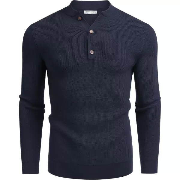 COOFANDY Men Henley Knit Sweater Dress Long Sleeve Button Pullover Sweater Casual Sweater