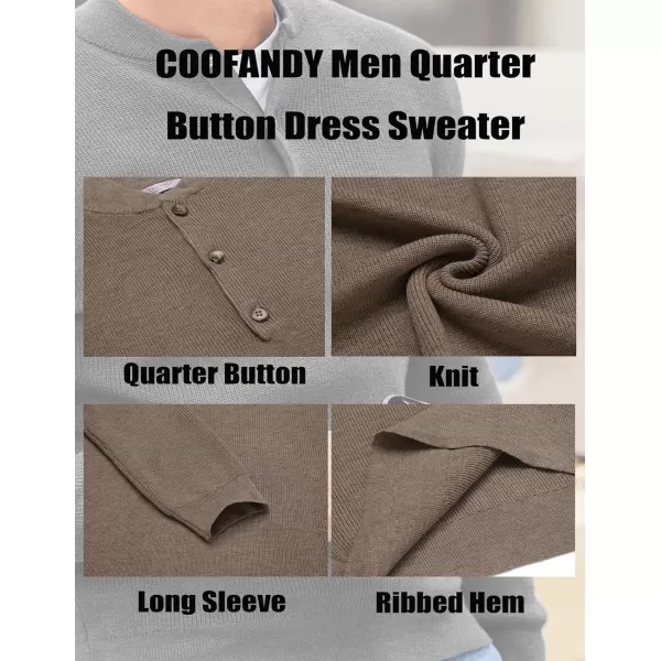 COOFANDY Men Henley Knit Sweater Dress Long Sleeve Button Pullover Sweater Casual Sweater