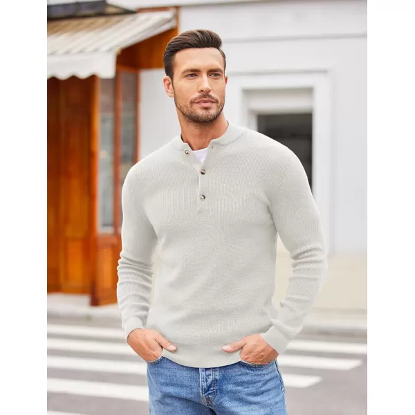 COOFANDY Men Henley Knit Sweater Dress Long Sleeve Button Pullover Sweater Casual Sweater
