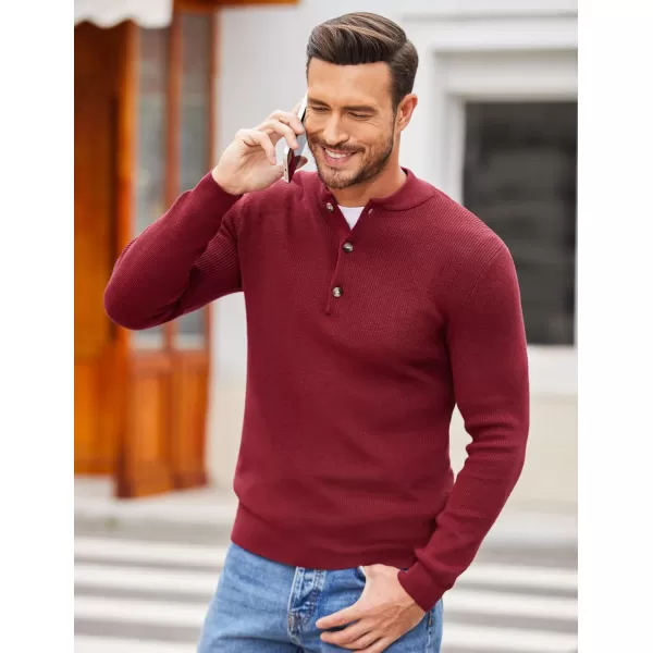 COOFANDY Men Henley Knit Sweater Dress Long Sleeve Button Pullover Sweater Casual Sweater