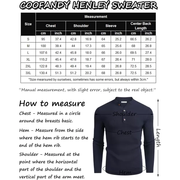 COOFANDY Men Henley Knit Sweater Dress Long Sleeve Button Pullover Sweater Casual Sweater