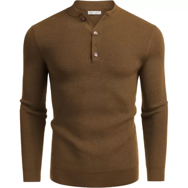 COOFANDY Men Henley Knit Sweater Dress Long Sleeve Button Pullover Sweater Casual Sweater