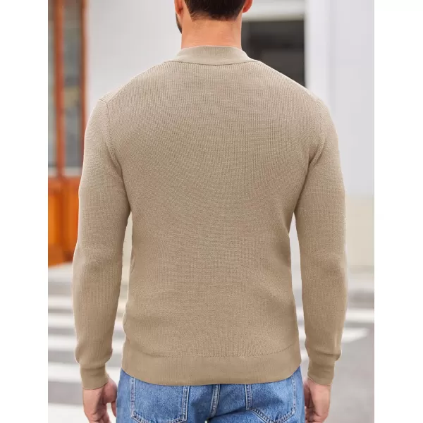 COOFANDY Men Henley Knit Sweater Dress Long Sleeve Button Pullover Sweater Casual Sweater