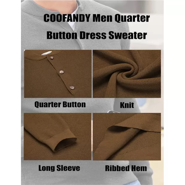 COOFANDY Men Henley Knit Sweater Dress Long Sleeve Button Pullover Sweater Casual Sweater