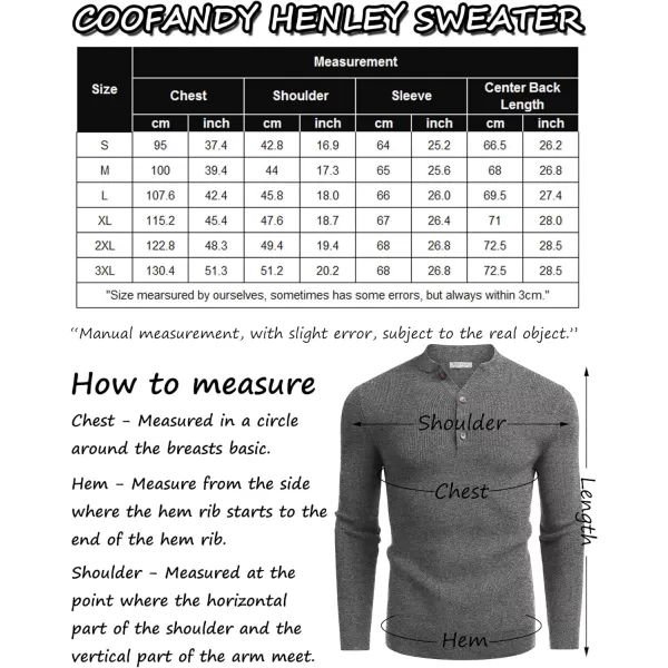 COOFANDY Men Henley Knit Sweater Dress Long Sleeve Button Pullover Sweater Casual Sweater