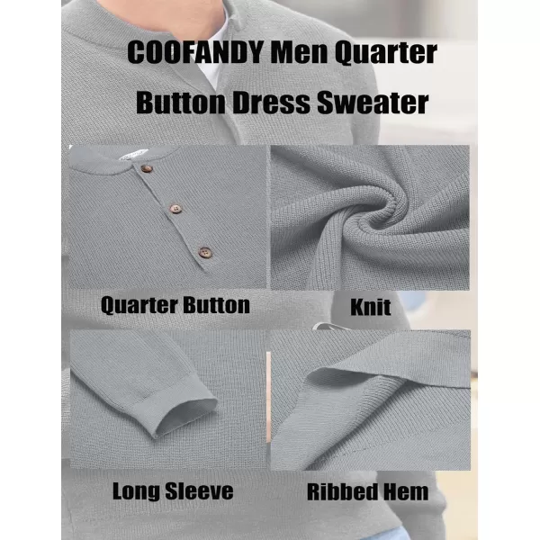 COOFANDY Men Henley Knit Sweater Dress Long Sleeve Button Pullover Sweater Casual Sweater