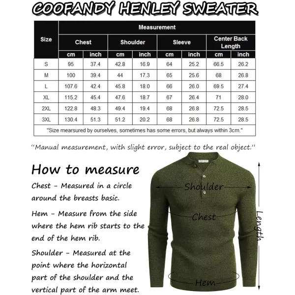 COOFANDY Men Henley Knit Sweater Dress Long Sleeve Button Pullover Sweater Casual Sweater